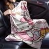 For Kitty, Cute, PinkAnime-Themed Flannel Blanket, Glam Style, Digital Print, All-Season Comfort, Tear-Resistant, Knitted Craftsmanship, Pol
