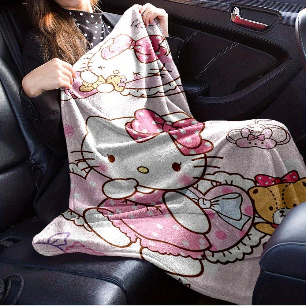 For Kitty, Cute, PinkAnime-Themed Flannel Blanket, Glam Style, Digital Print, All-Season Comfort, Tear-Resistant, Knitted Craftsmanship, Pol