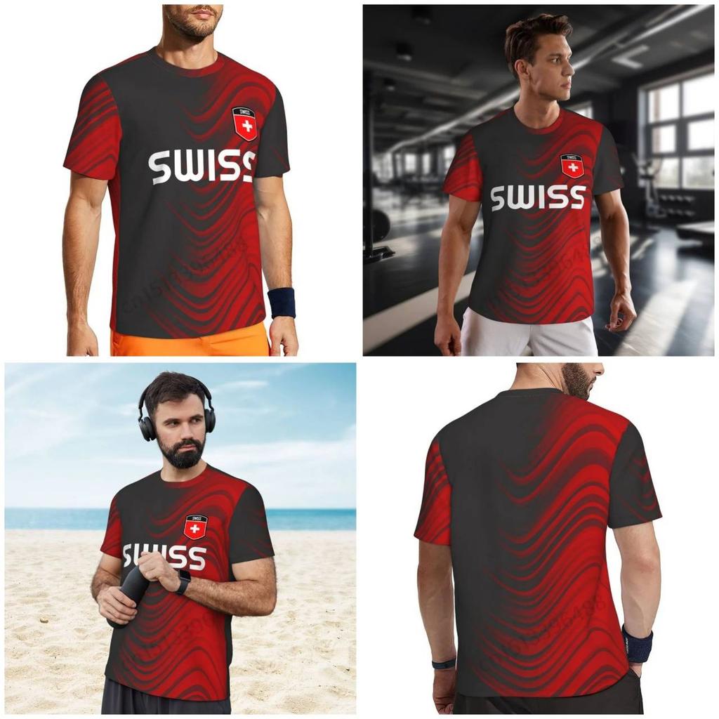 Switzerland Swiss Tshirt MMA Boxing Muay Thai National Flag Print 3D Training Unisex Women Men Quick Dry Fitness Workout Gym Sport Casual Streetwear