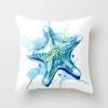 Watercolor ocean theme pillowcase starfish octopus mermaid crab cushion cover home sofa bedroom decoration  ornament