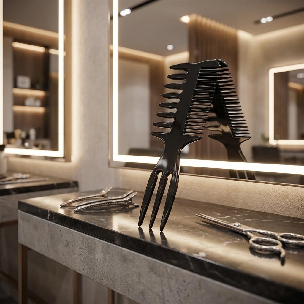 Three-sided hairdressing comb for texturizing barb hair for styling