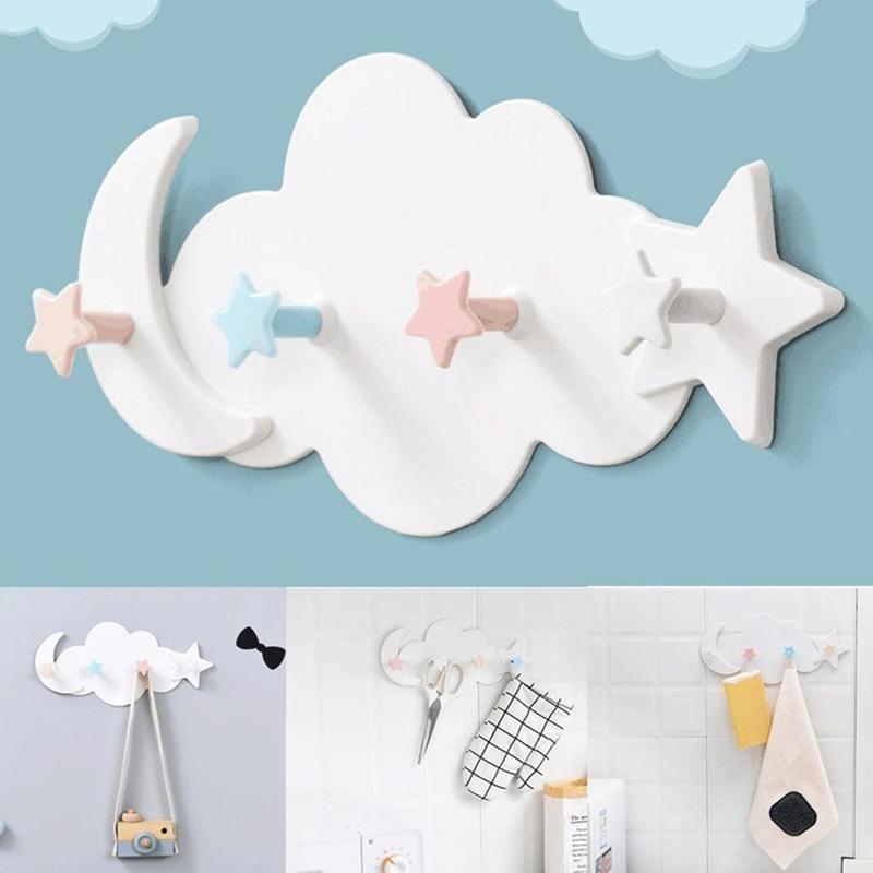 1pcs Bathroom No Punch Creative Hook Sticky Wall Hanging Sticky Hook Door Back Hook 4 Hooks Multifunctional Self Adhesive Hook