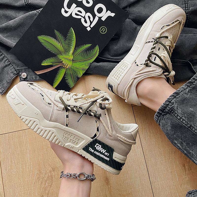 Fashion Designer Shoes for Men Casual Platform Sneakes Two-tone Lace Up Trainers Fashion Student Sneakes Mens Vulcanized Tenis Masculino