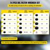 SucceBuy Oil Filter Socket Set 14 Pcs Wrench Set Sturdy Steel 3/8" Low Profile Oil Filter Set Easy Access Wrench Cap Set w/ Case