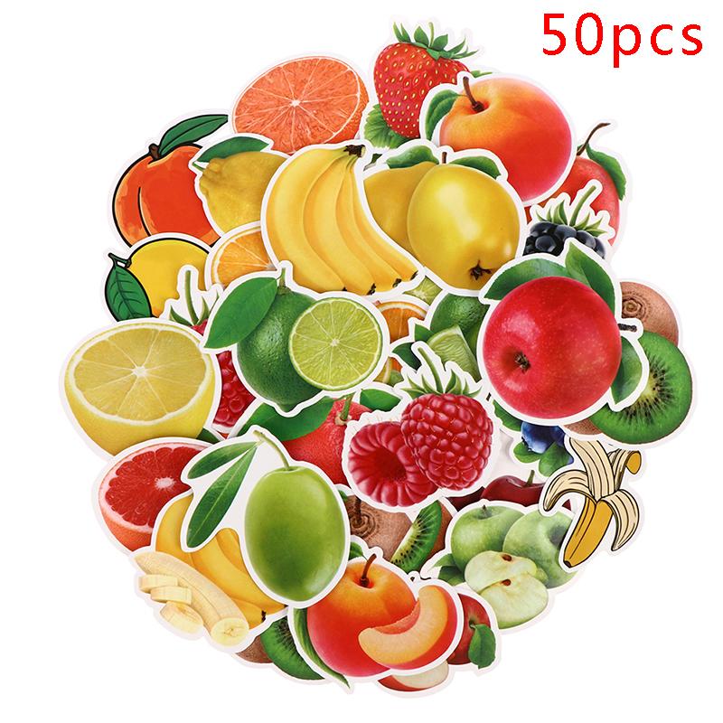 50 Pcs Fruits Stickers For Kitchen Baking Cup Dish Refrigerator Fruit Sticker