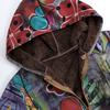 Womens Winter Warm Outwear Floral Print Hooded Pockets Vintage Oversize Coats