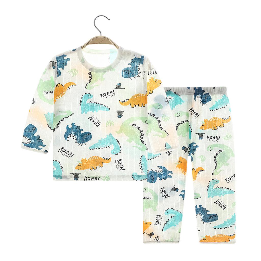 Милый детский домашний костюм, летние пижамы из чистого хлопка для мальчиков и девочек с героями мультфильмов