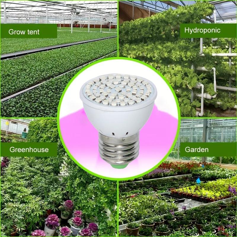 1 шт. светодиодная лампа полного спектра для выращивания растений E27, красная, синяя, 60 светодиодов, 220 В, лампа для выращивания растений, теплица, палатка, гидропонное выращивание, овощи, цветы