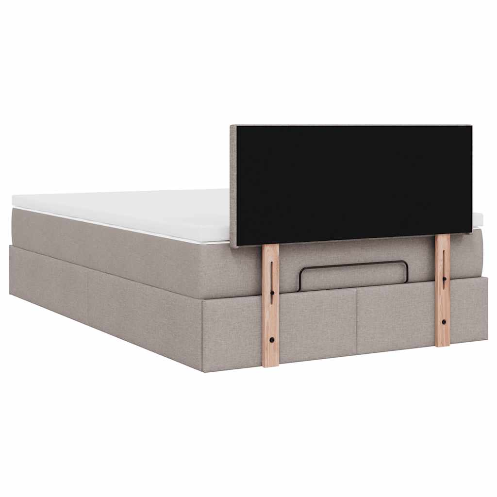 Ottoman Bed with Mattress Taupe 120x190 cm Fabric