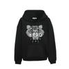 Unisex Cotton Hoodie With Tiger Embroidery Long Sleeve Oversized Pullover Winter