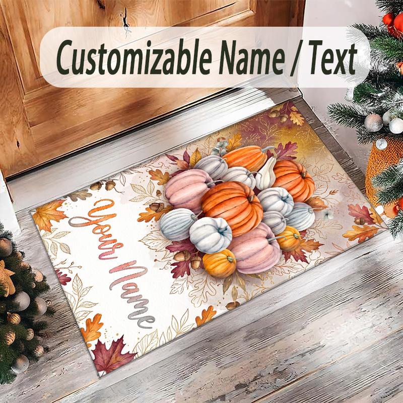 Halloween Theme Crystal Velvet Floor Rug Personalized Custom Name Text Warm Carpet Home Decoration