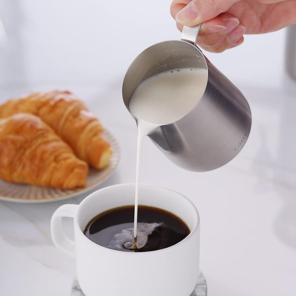 Easyworkz Stainless Steel Creamer and Sugar Bowl Set with Spoon, Stackable [Brushed Silver]