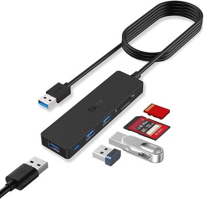 TSUPY USB-концентратор USB-концентратор SD Micro SD 5 портов 120 см Питание от шины Легкий Компактный Совместим с PS4 Ноутбуки Удаленная работа Удаленная работа из дома 3.0