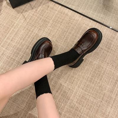 Британский стиль ретро полированные на толстой подошве ленивые лоферы, маленькие кожаные туфли, на одном педале, модная женская обувь Хуэйчжоу