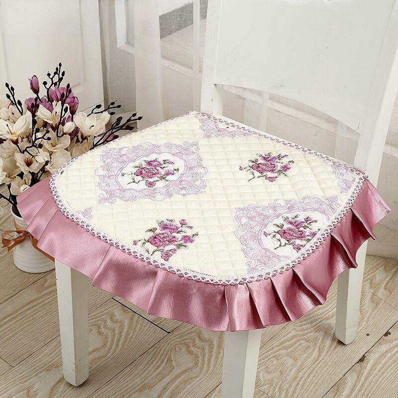 Подушка для обеденного стула, европейские подушки для сидений с принтом и кружевом, качественный коврик для стула Four Seasons, нескользящая подушка для ягодиц