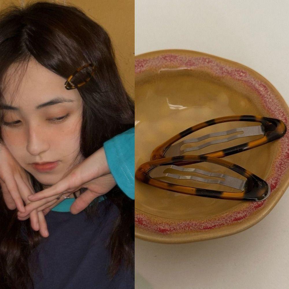 Винтажные заколки для волос в корейском стиле с леопардовым принтом, украшения для прически в стиле Y2K, овальные заколки-клипсы для челки для женщин и девушек