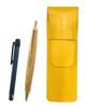 Желтый чехол для ручек из зернистой кожи с синей металлической ручкой и набором из 2 шариковых ручек Retro Maple (SASY-ALL-HS47S-2)