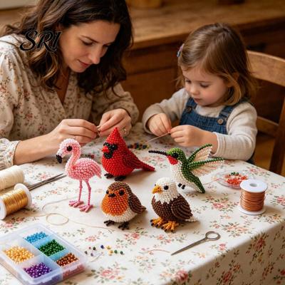 3D Animal Crafts DIY Bird Beading Kit, Bead Craft with Colorful Beads Decorations Accessories, Cute Beaded Project for Adults And Teens Creative Gift