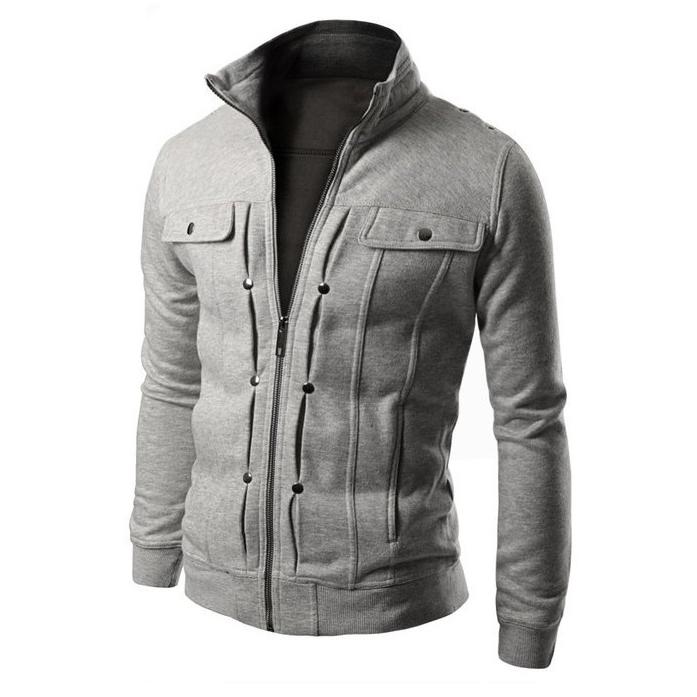 Стильная куртка-толстовка с воротником-стойкой и пуговицами