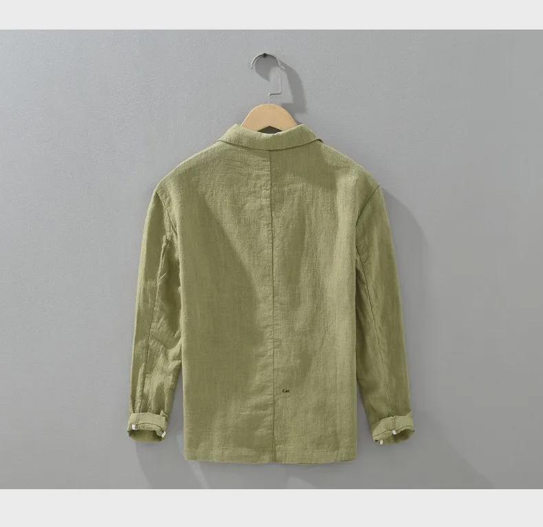 Мужской ретро японский повседневный костюм из рами - свободный, однобортный, однотонный, на весну и осень