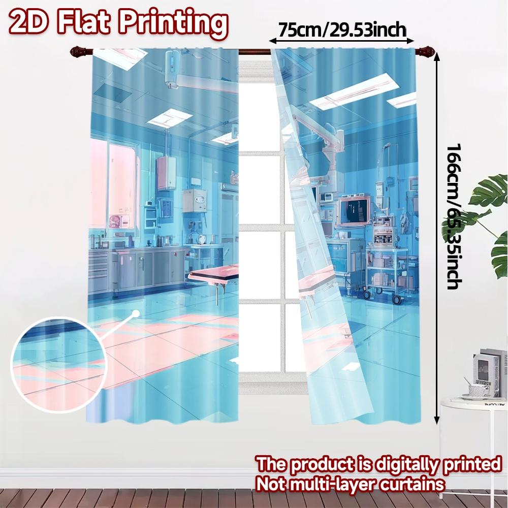2pcs, 2D FLAT PRINTING Curtains (Without Rod) SurgicalRoom(2) Contemporary Modern Curtains Machine Washable Fabric Curtains Home