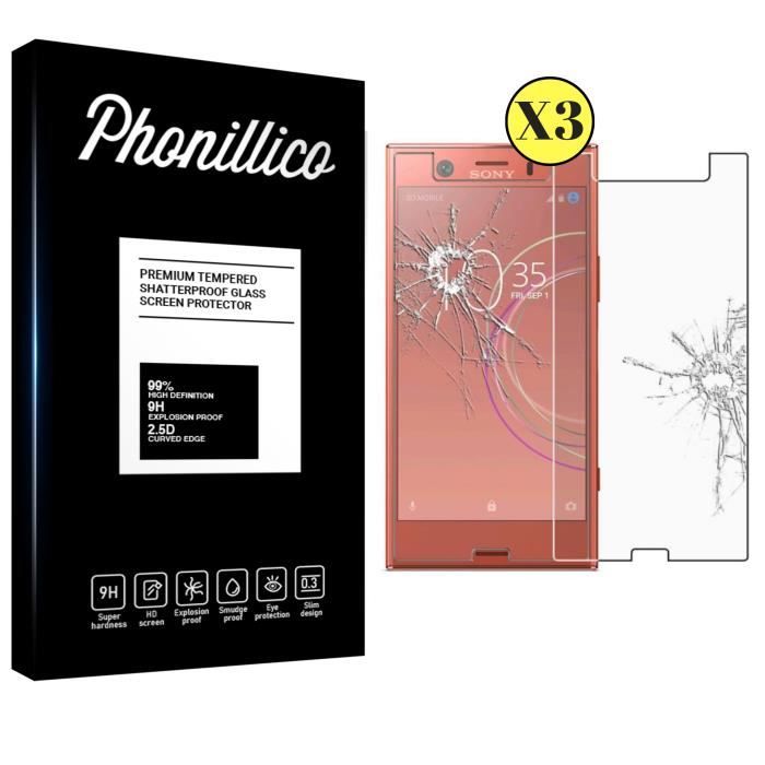 Sony Xperia XZ1 COMPACT Tempered Glass - [3 Pack] Ultra Resistant Screen Protector Glass Film [Phonillico®]
