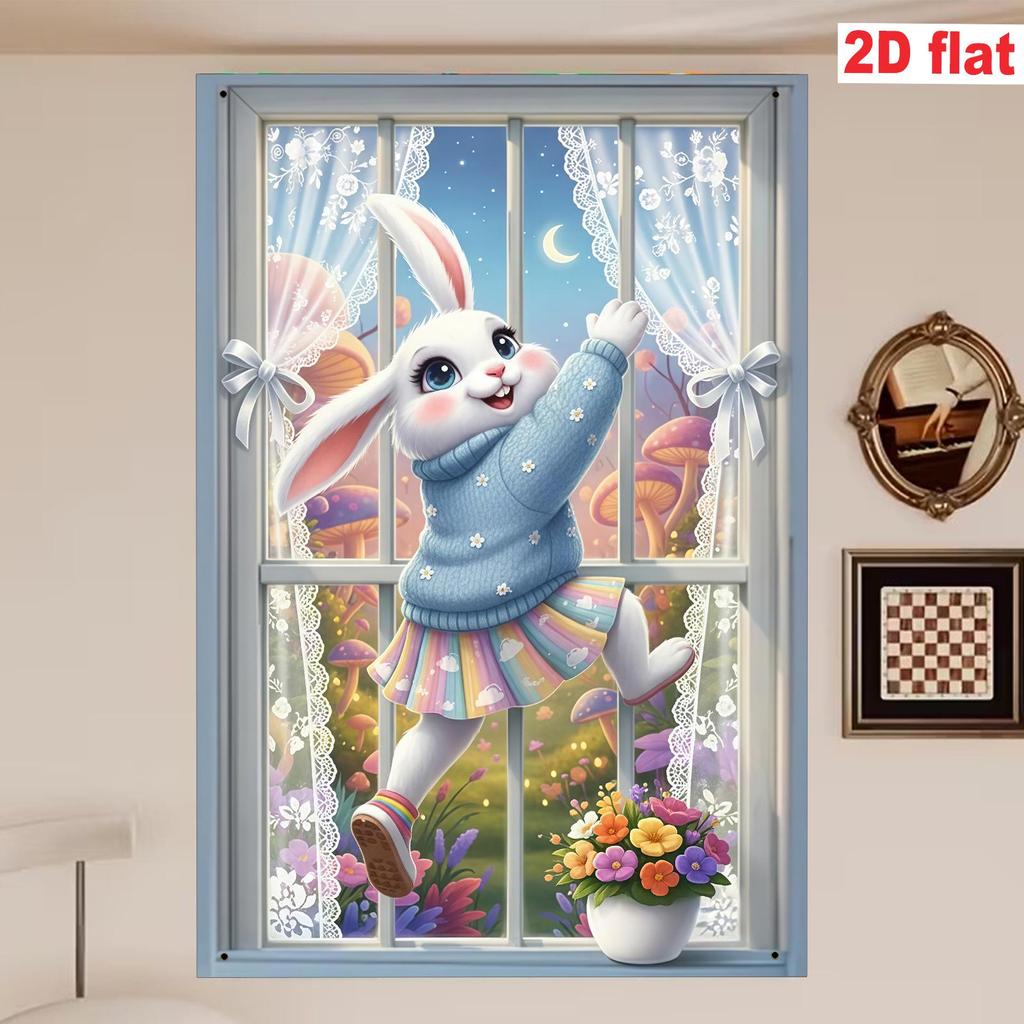 Пасхальный весенний кролик и цветные яйца Подвесной баннер для праздничного украшения