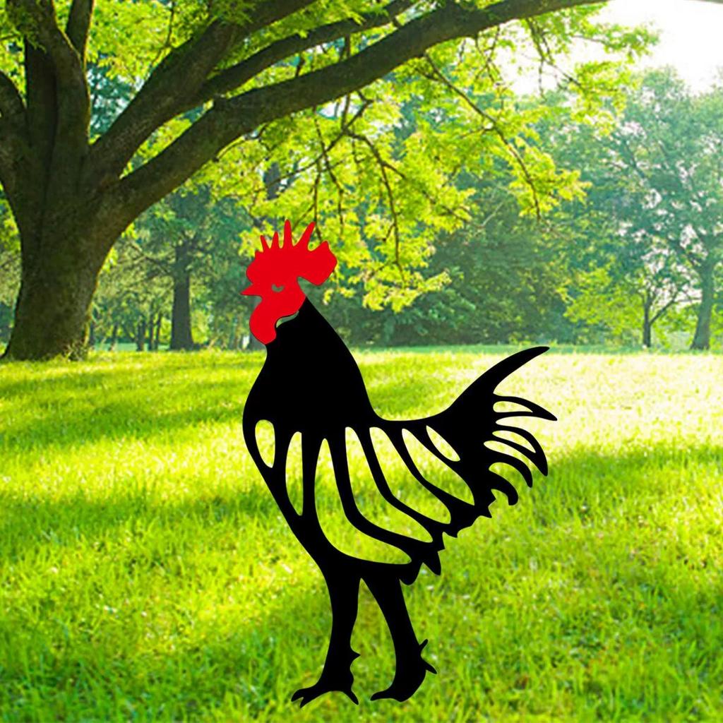 Metal Chicken Garden Decor for Outside Metal Chicken Yard Art, Decorative Garden Stakes Chicken Gifts for Chicken Lovers, Patio/Lawn Decorations, 2PCS