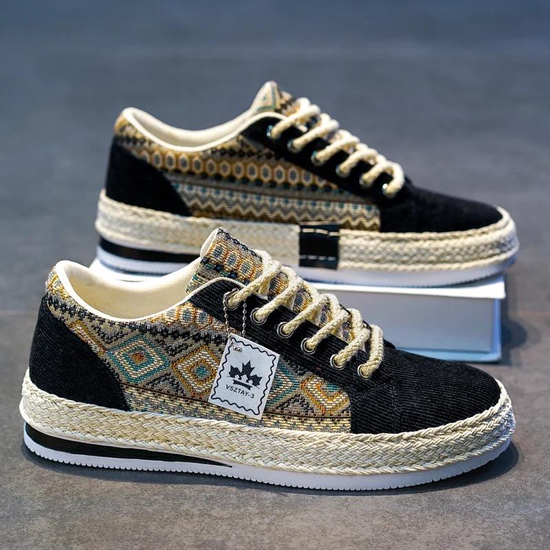 SYTK Мужская обувь Лоферы из льняной ткани для рыбалки Летние мужские кроссовки Летние плоские парусиновые туфли для мужчин Повседневная обувь для мужчин