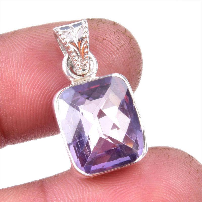 Natural Alexandrite Gemstone 925 Solid Sterling Silver Gift Pendant 1.25" e4B26