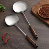 Antique Wood Handle Stainless Steel Stir-fry and Frying Shovel with Hanging Hole