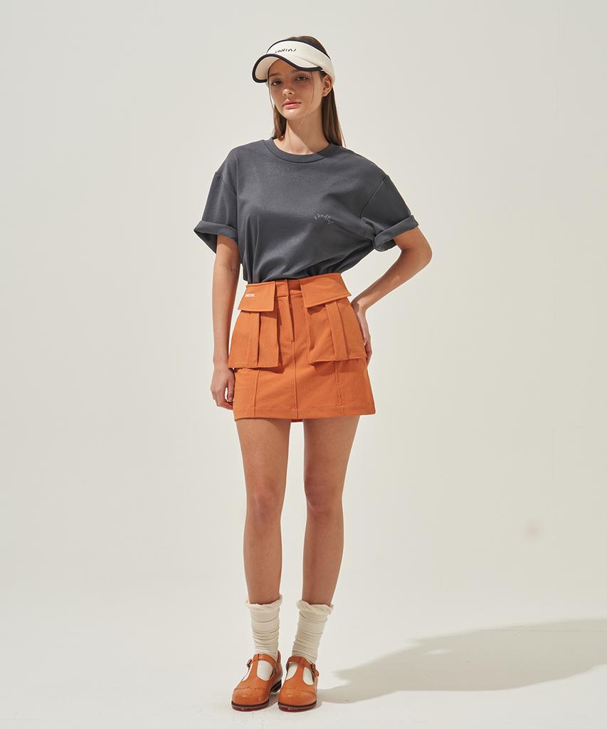 Candini Orange Pocket H-Line Skirt