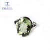 10ct Natural Green Amethyst Gemstone Big Ring,natural Brazil Gemstone Jewelry 925 Sterling Silver Fine Jewelry for Women