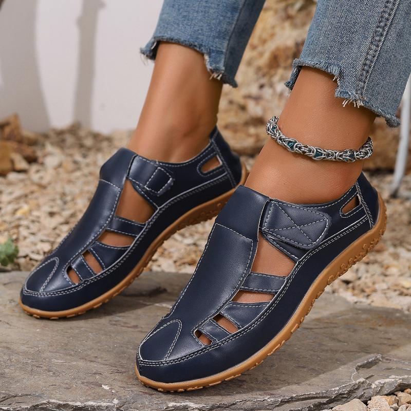 Босоножки большого размера женские летние новые на липучке повседневные туфли удобная мягкая подошва низкий верх материнские балетки спортивные сандалии