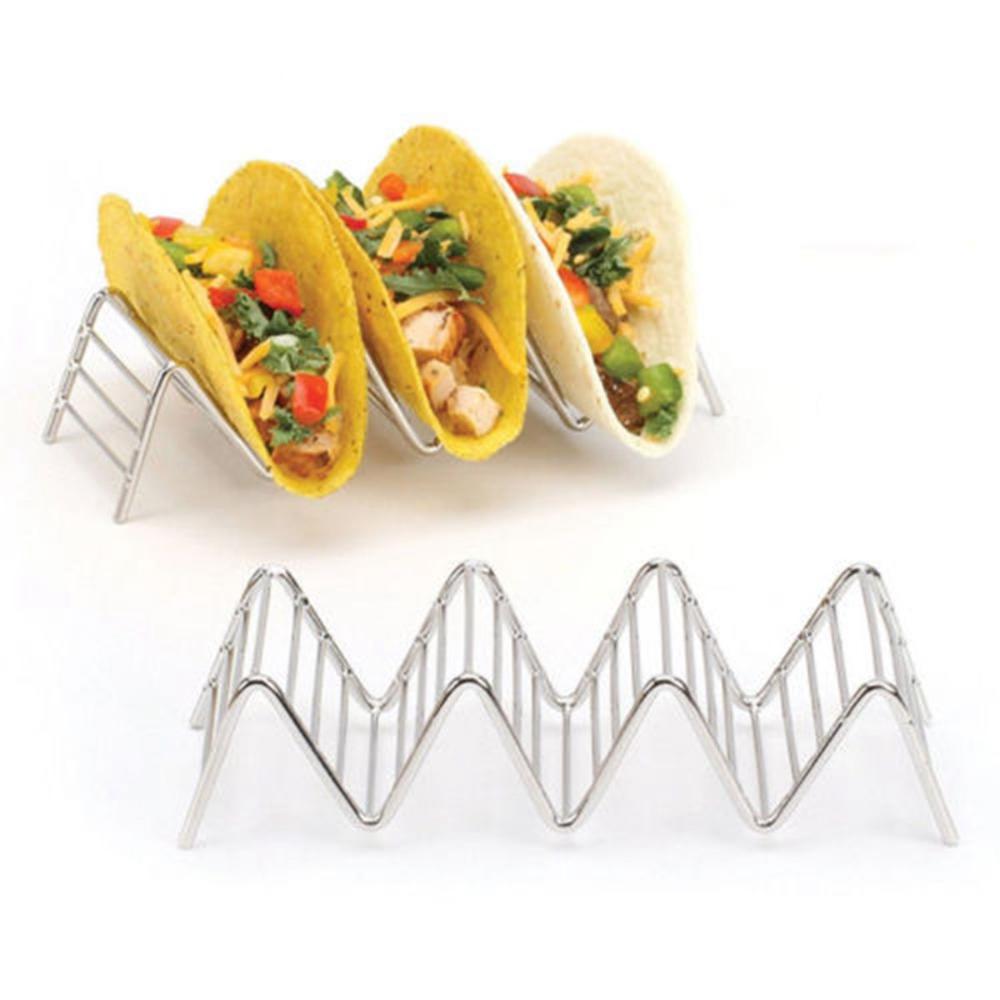 Food Display Stainless Steel Kitchen Restaurant Stand Tray Taco Holder Kitchen Tools Pizza Rack