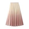 Spring and Summer Women's Skirts Elegant Temperament Gradient Color Pleated Half-body Skirt Long Skirt High Waist A-line Skirt