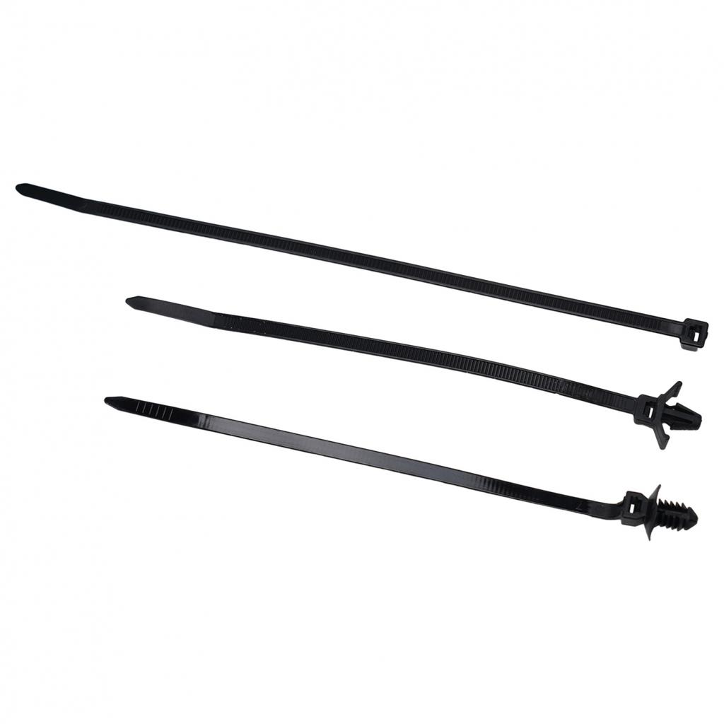 Comprehensive 45 Piece Kit of Push Mount Cable Zip Ties and Wire Harness Clips