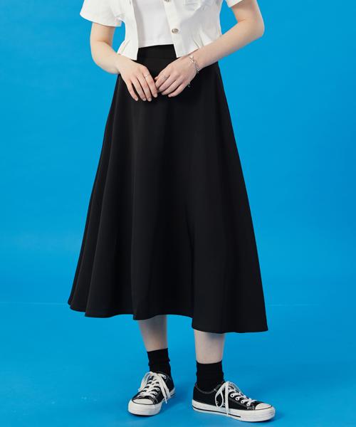 Collet Women Cooling Refrigerator Semi-Flare Midi Long Skirt [Black] Long Skirt Ver.