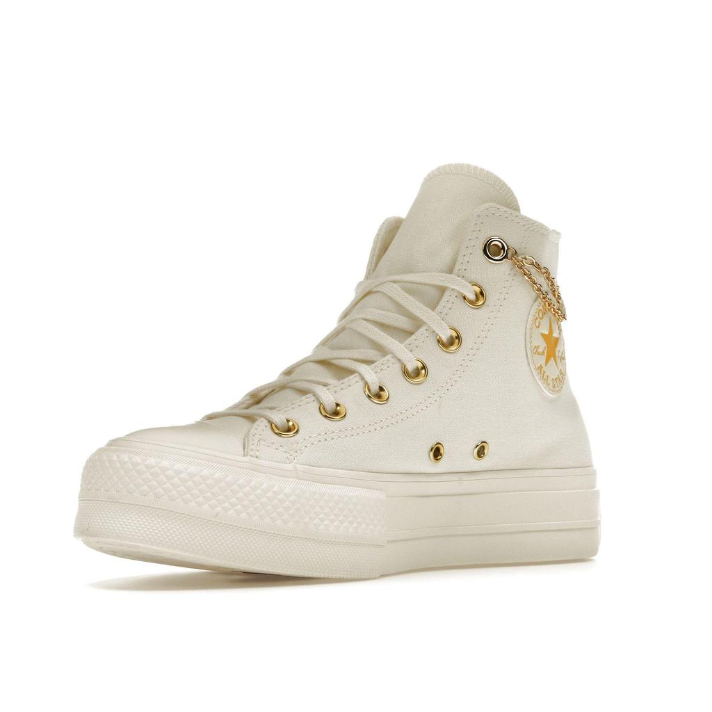 Женские кроссовки Converse Chuck Taylor All Star Lift на платформе, высокие, цвет Egret/Yellow/Gold, артикул A04453C