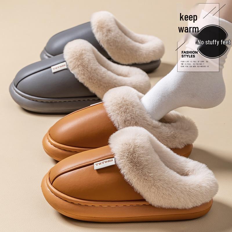 Женские нескользящие водонепроницаемые хлопковые тапочки на толстой подошве – Уютный меховой дизайн для осенне-зимнего периода, для беременных и мужчин