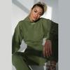 Women's Casual Solid Color Long Sleeved Short Hoodie Trousers Sports Suit