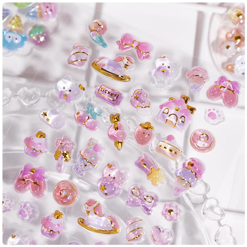1 pc/4 pcs New Sweet Animals Mini Cartoon 3D Relief Stickers Scrapbooking Diy Journal Cute Stationery Sticker