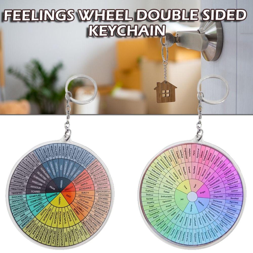Charm Key Ring Accessories Bag Pendant Car Keyrings Double-Sided  Keychain Feelings Wheel Keychain