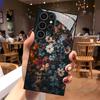 Темный Винтажный Цветочный Узор 2D Чехол для Телефона для Samsung S26 S25 S24 S23 S22 S21 S20 A55 A54 A53 A52 Закаленное Стекло Защитная Крышка