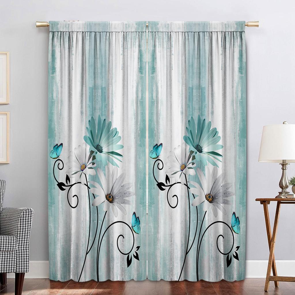 2 шт. Шторы для украшения дома, различные цветы с карманами на карнизе, подходят для моей кофейни, гостиной, кабинета