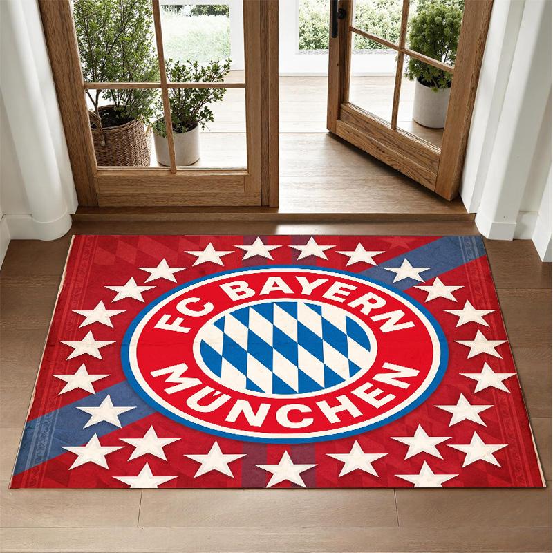 Bayern Munich Design Crystal Velvet Rug Soft Decorative Mat for Bedroom Entrance