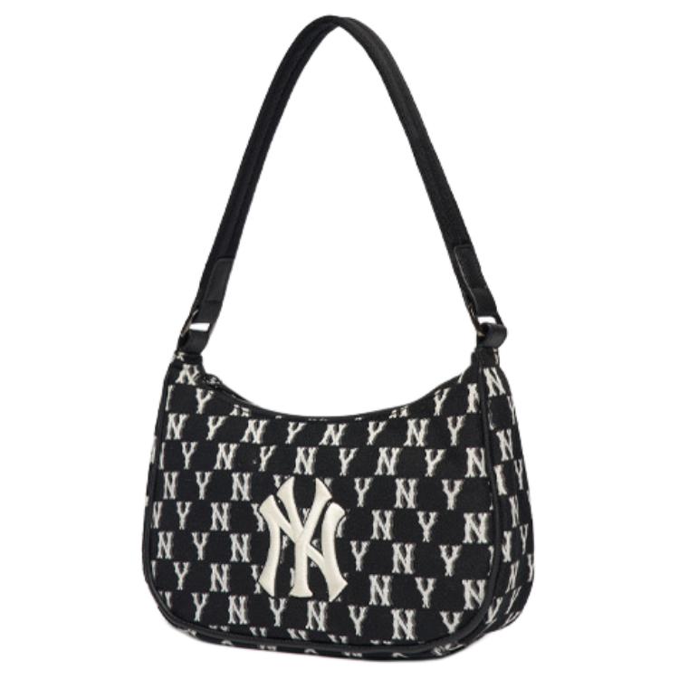 New MLB NY Yankees Hobo Bag Shoulder Bag Monogram Collection Women's Black/White 3ABQS012N-50BKS