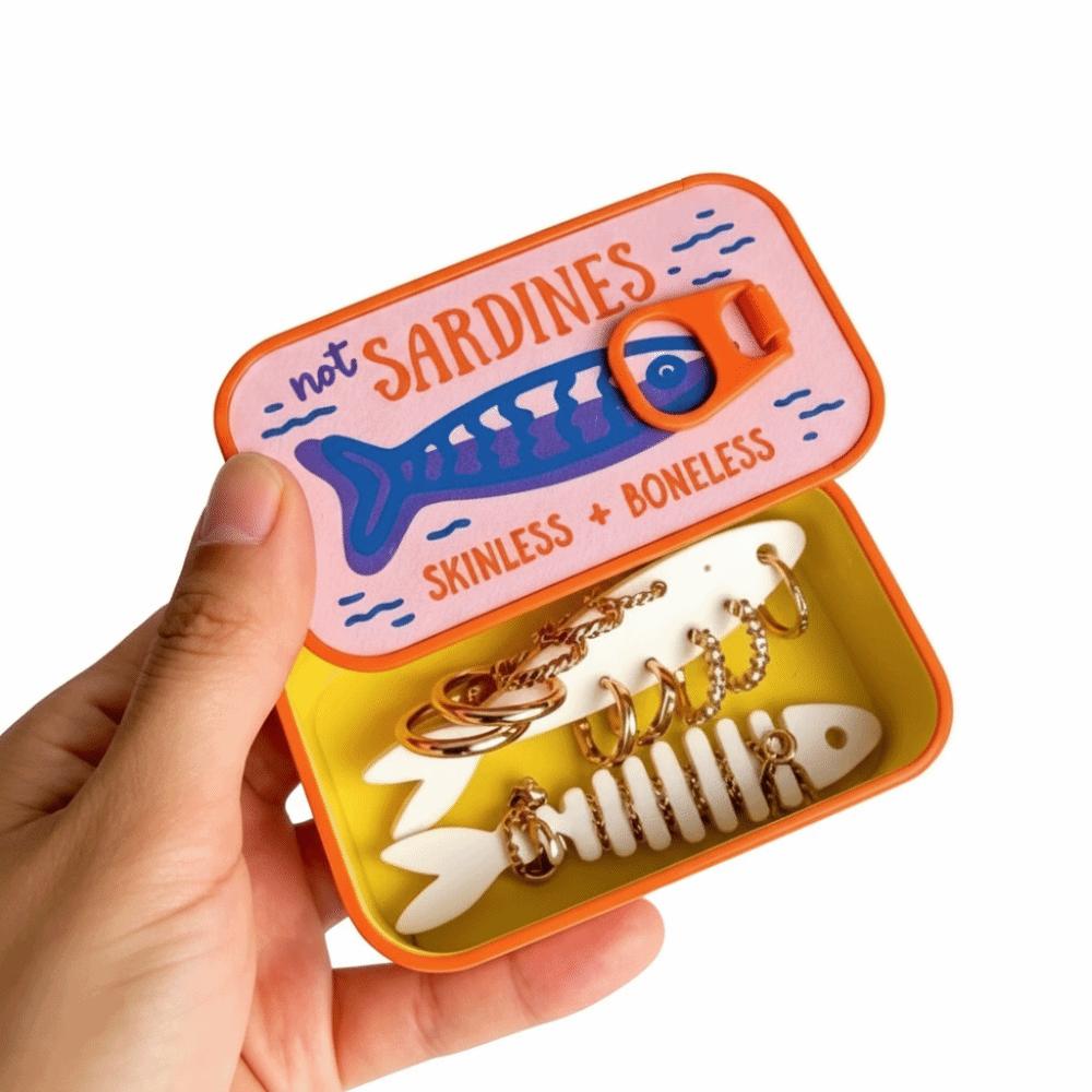 3D Printed Sardine Jewelry Box Fishbone Insert Trinket Storage Box Desk Storage
