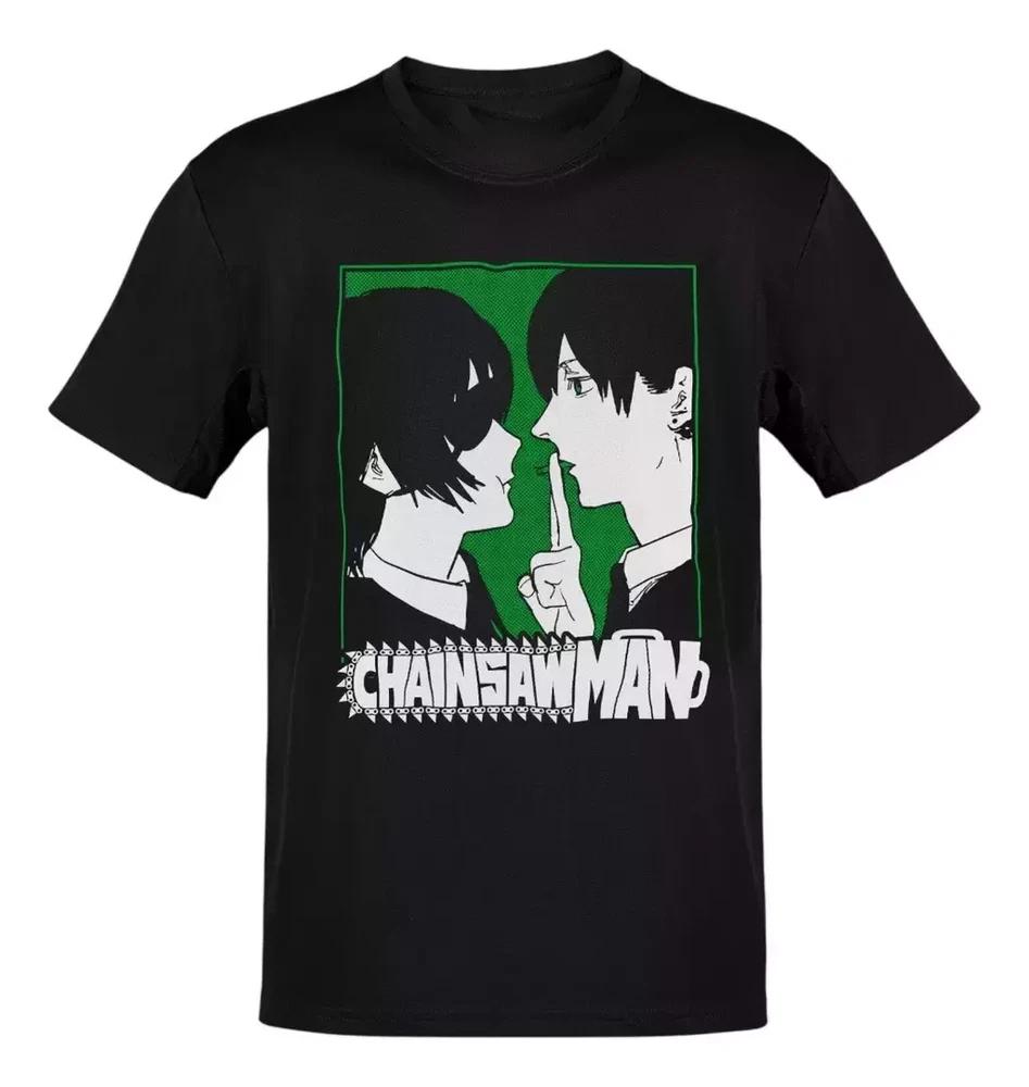 Anime Chainsaw Unisex Hiunisexo Aki Panel Verde Logo Blanco TShirt Size S4xl