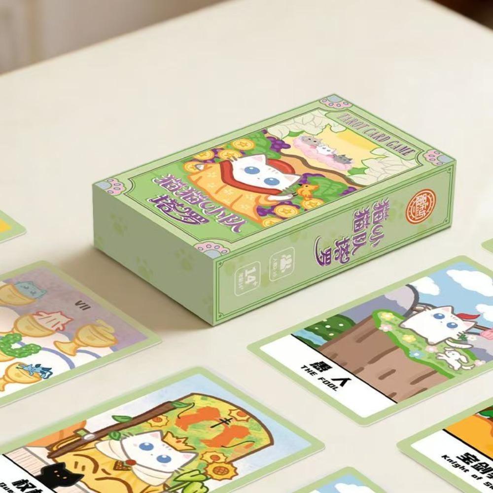 10.3*6cm Cute Cat Team Tarot Cards – 78-Card Deck with Adorable Kitten Illustrations Premium 300g Cardstock